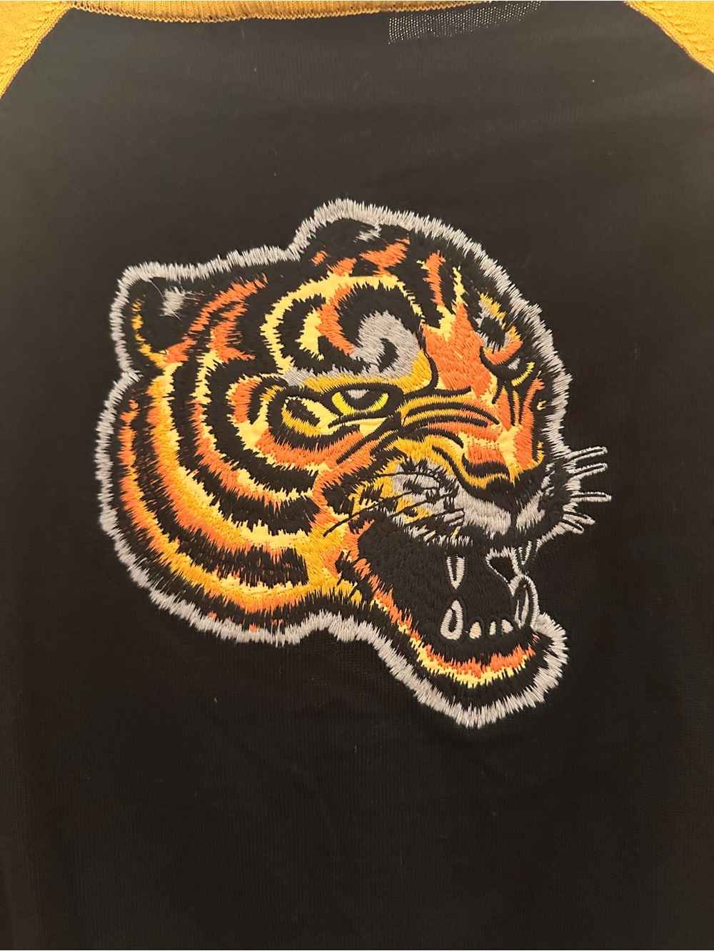 BANNED Black Cardigan with Mustard Trim with Fabulous Tiger on the back - Picture 4 of 4